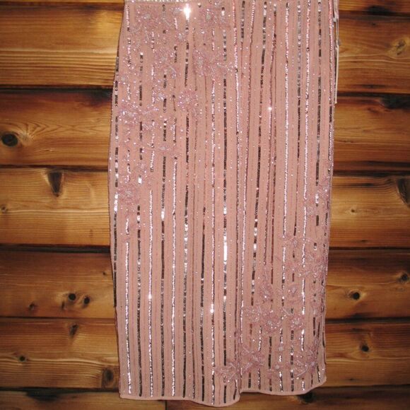 MAC DUGGAL 70260 Womens Rose Striped Floral Embellished Sleeveless Midi Dress - Picture 8 of 13